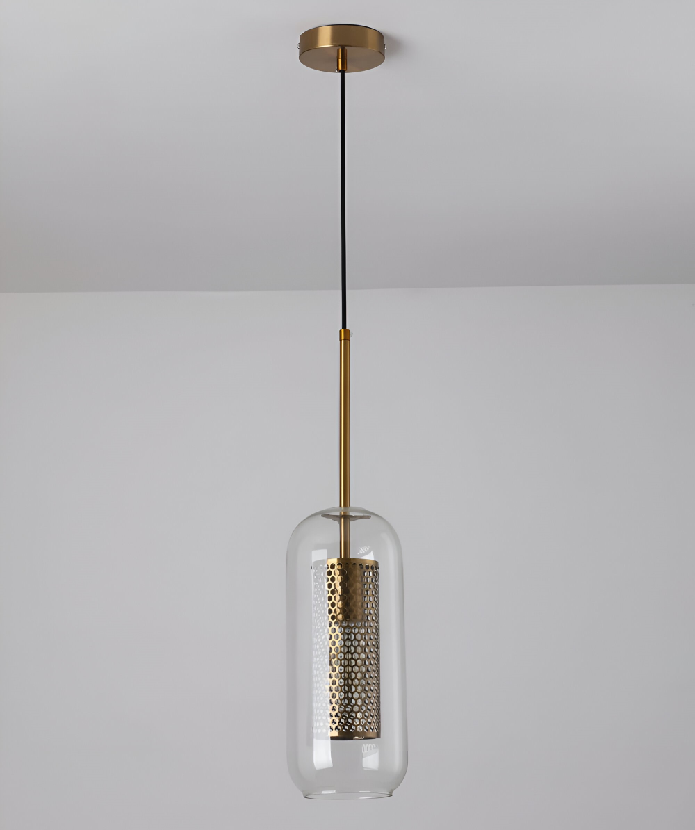 HiveGlim - Geometric Glass Hanging Lamp with Honeycomb Design - Vintage Loft Lighting