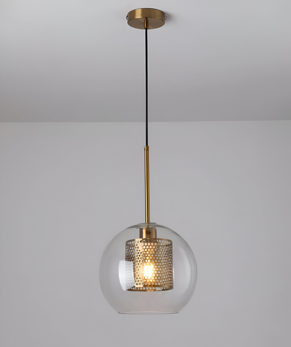 HiveGlim - Geometric Glass Hanging Lamp with Honeycomb Design - Vintage Loft Lighting