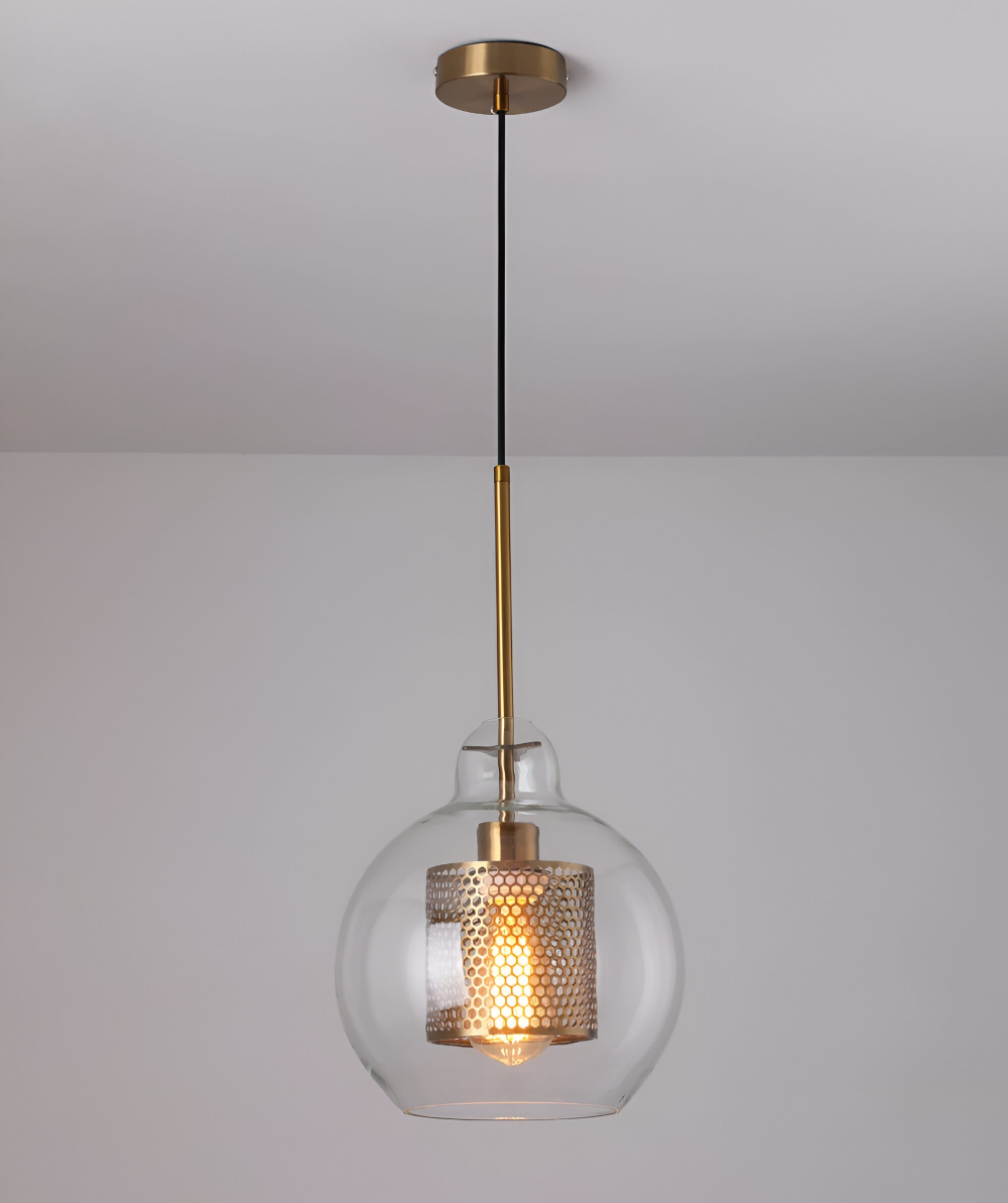 HiveGlim - Geometric Glass Hanging Lamp with Honeycomb Design - Vintage Loft Lighting