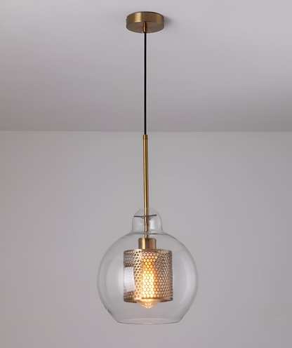 HiveGlim - Geometric Glass Hanging Lamp with Honeycomb Design - Vintage Loft Lighting