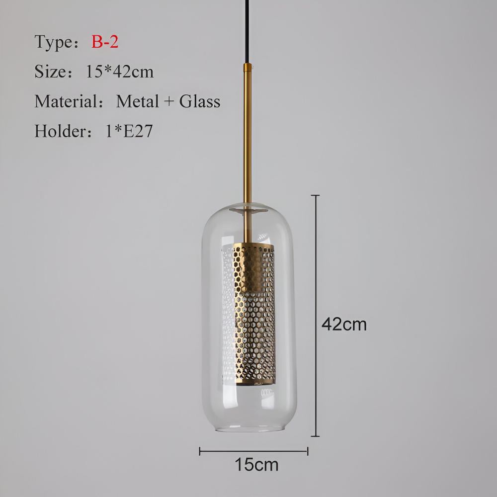HiveGlim - Geometric Glass Hanging Lamp with Honeycomb Design - Vintage Loft Lighting