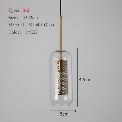 HiveGlim - Geometric Glass Hanging Lamp with Honeycomb Design - Vintage Loft Lighting