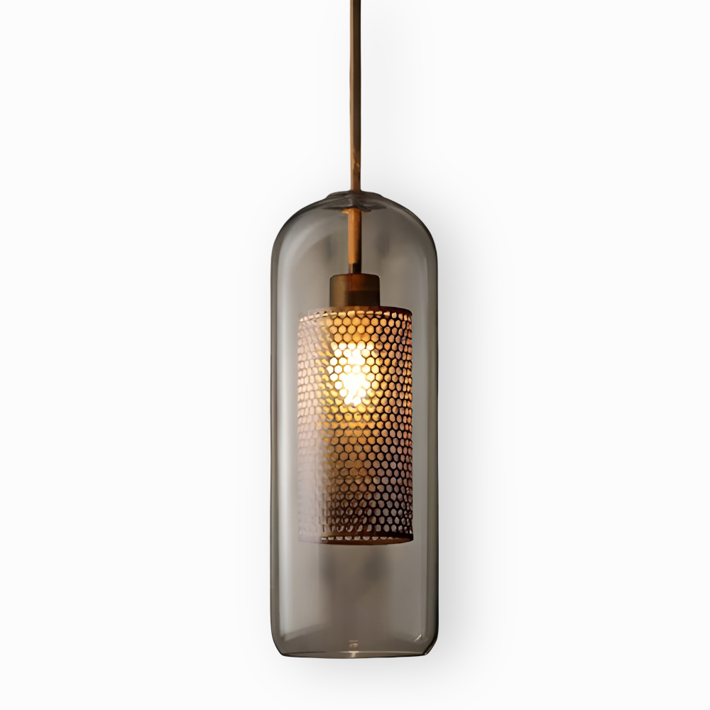 HiveGlim - Geometric Glass Hanging Lamp with Honeycomb Design - Vintage Loft Lighting