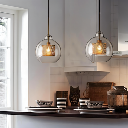 HiveGlim - Geometric Glass Hanging Lamp with Honeycomb Design - Vintage Loft Lighting