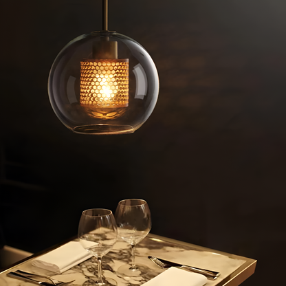 HiveGlim - Geometric Glass Hanging Lamp with Honeycomb Design - Vintage Loft Lighting