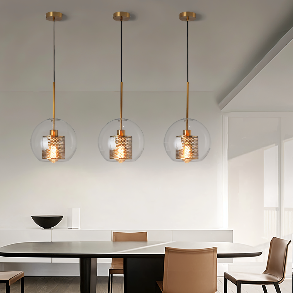 HiveGlim - Geometric Glass Hanging Lamp with Honeycomb Design - Vintage Loft Lighting