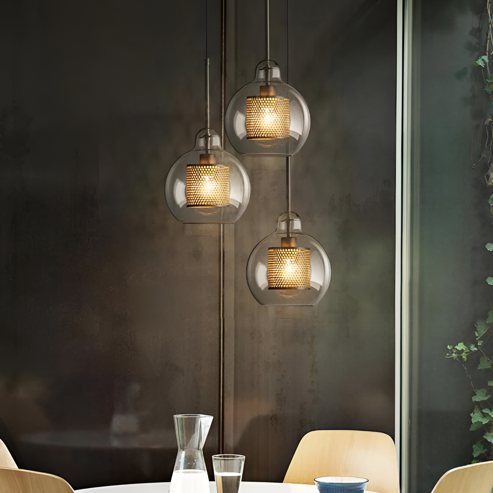 HiveGlim - Geometric Glass Hanging Lamp with Honeycomb Design - Vintage Loft Lighting