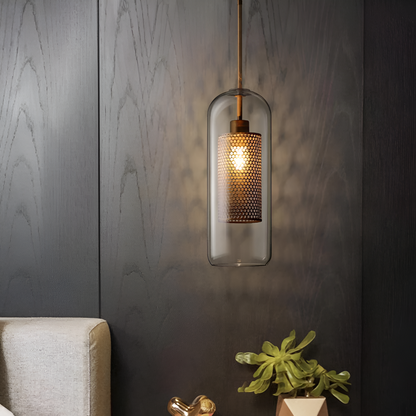 HiveGlim - Geometric Glass Hanging Lamp with Honeycomb Design - Vintage Loft Lighting