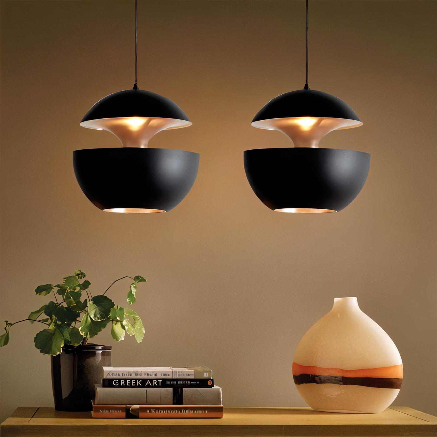 AppleGlow Lampada a sospensione – Artistica lampada a sospensione E27 in bianco e nero con design a sole
