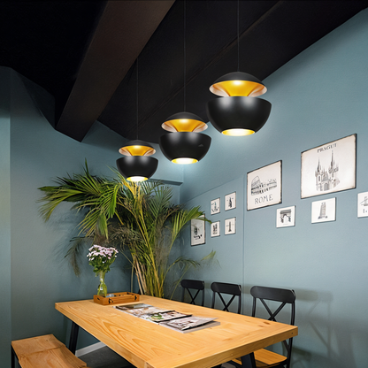 AppleGlow Lampada a sospensione – Artistica lampada a sospensione E27 in bianco e nero con design a sole