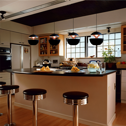 AppleGlow Lampada a sospensione – Artistica lampada a sospensione E27 in bianco e nero con design a sole