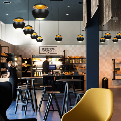 AppleGlow Lampada a sospensione – Artistica lampada a sospensione E27 in bianco e nero con design a sole
