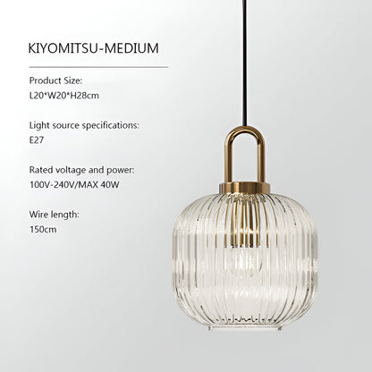 ClaChic Lampada | Lampada a sospensione in vetro in stile scandinavo, design rigato in bianco e oro