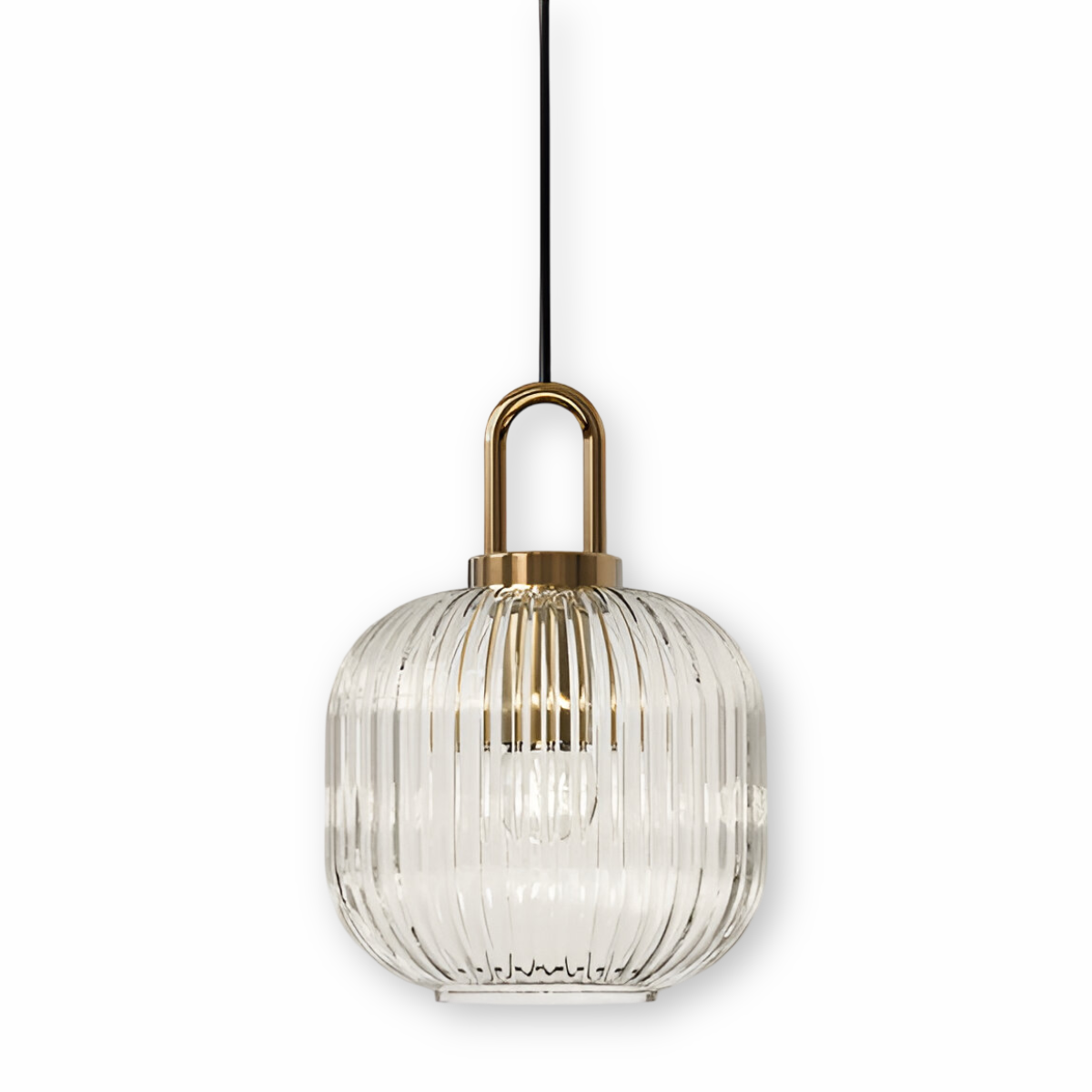 ClaChic Lampada | Lampada a sospensione in vetro in stile scandinavo, design rigato in bianco e oro