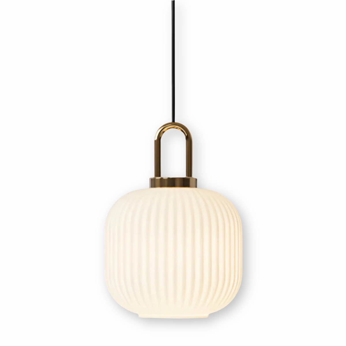 ClaChic Lampada | Lampada a sospensione in vetro in stile scandinavo, design rigato in bianco e oro
