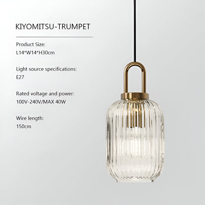 ClaChic Lampada | Lampada a sospensione in vetro in stile scandinavo, design rigato in bianco e oro