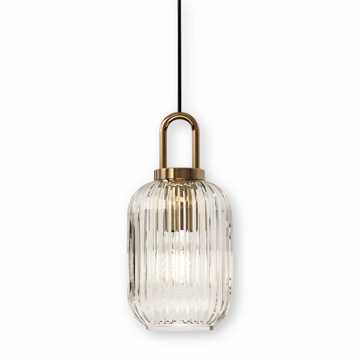 ClaChic Lampada | Lampada a sospensione in vetro in stile scandinavo, design rigato in bianco e oro
