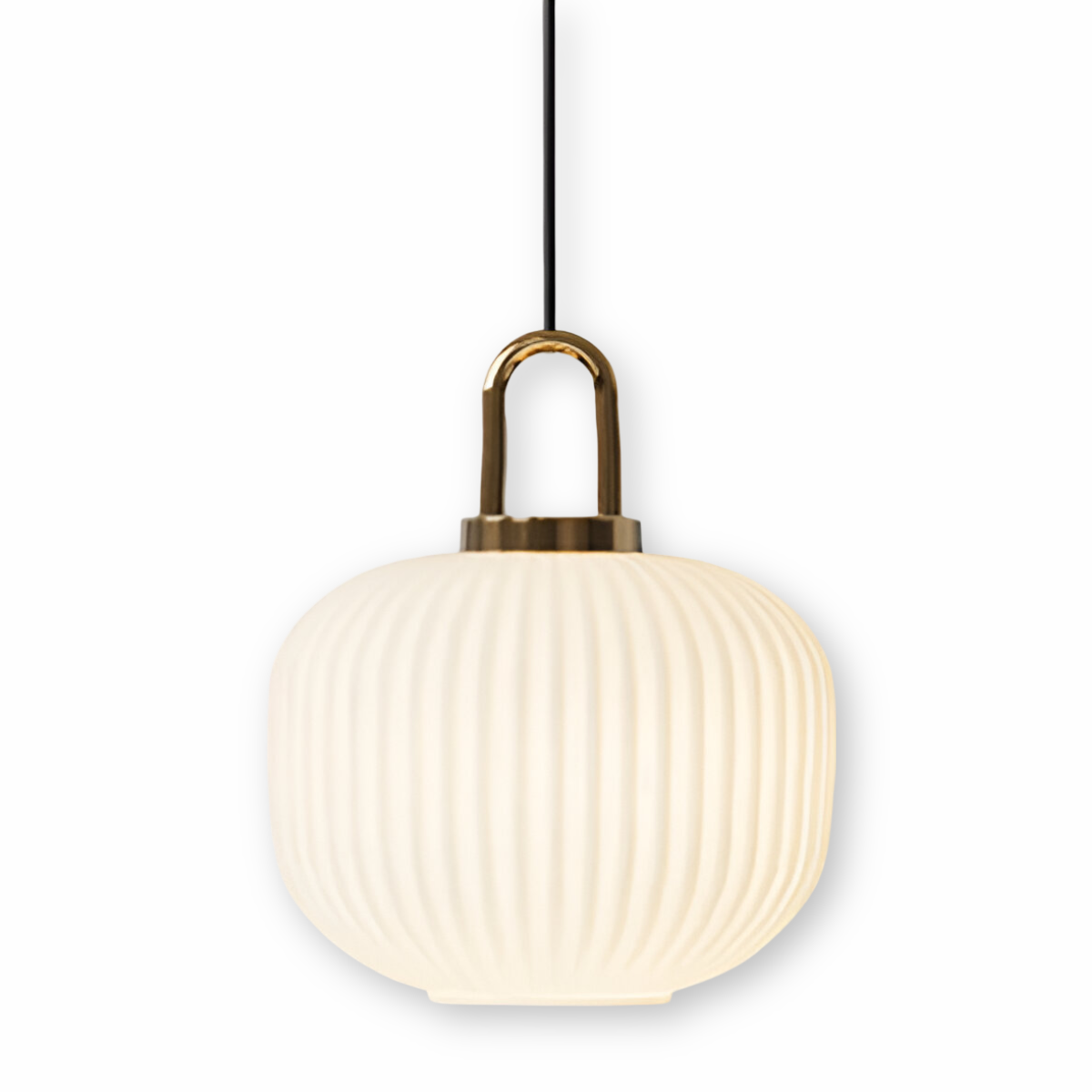 ClaChic Lampada | Lampada a sospensione in vetro in stile scandinavo, design rigato in bianco e oro