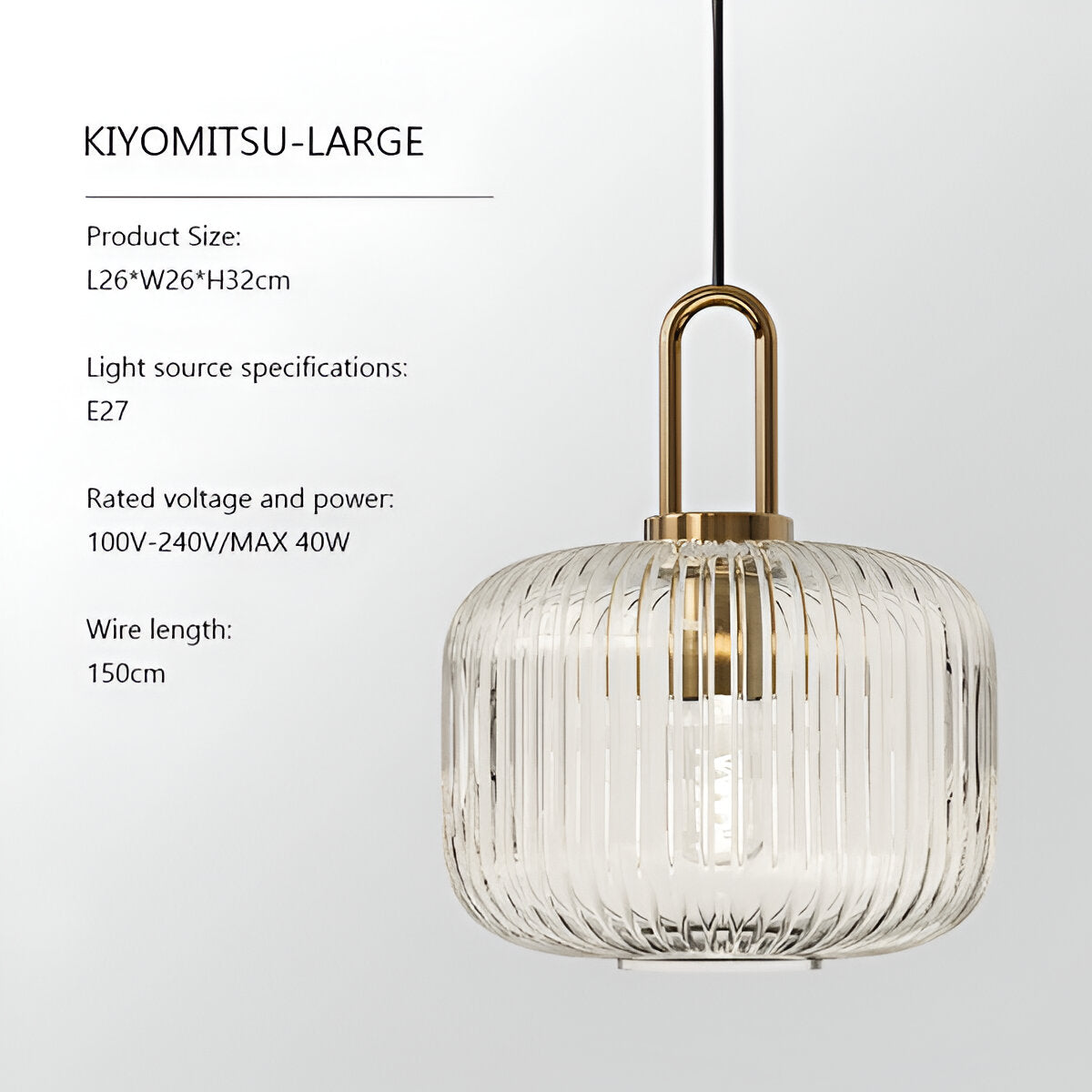 ClaChic Lampada | Lampada a sospensione in vetro in stile scandinavo, design rigato in bianco e oro