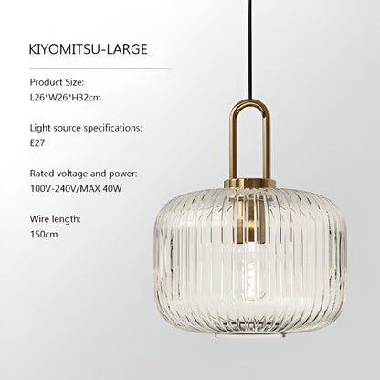 ClaChic Lampada | Lampada a sospensione in vetro in stile scandinavo, design rigato in bianco e oro