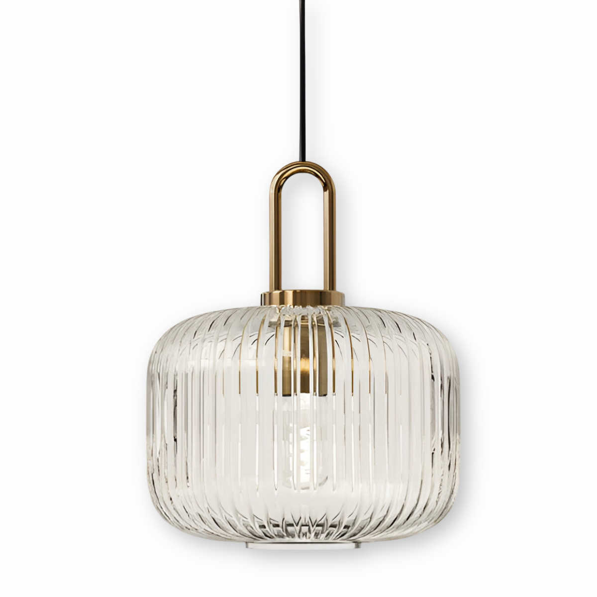 ClaChic Lampada | Lampada a sospensione in vetro in stile scandinavo, design rigato in bianco e oro