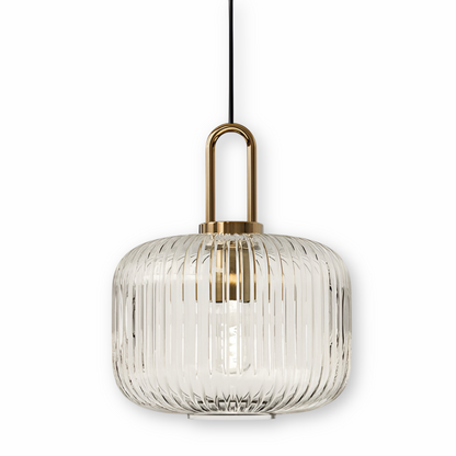 ClaChic Lampada | Lampada a sospensione in vetro in stile scandinavo, design rigato in bianco e oro