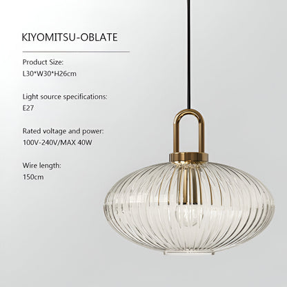 ClaChic Lampada | Lampada a sospensione in vetro in stile scandinavo, design rigato in bianco e oro