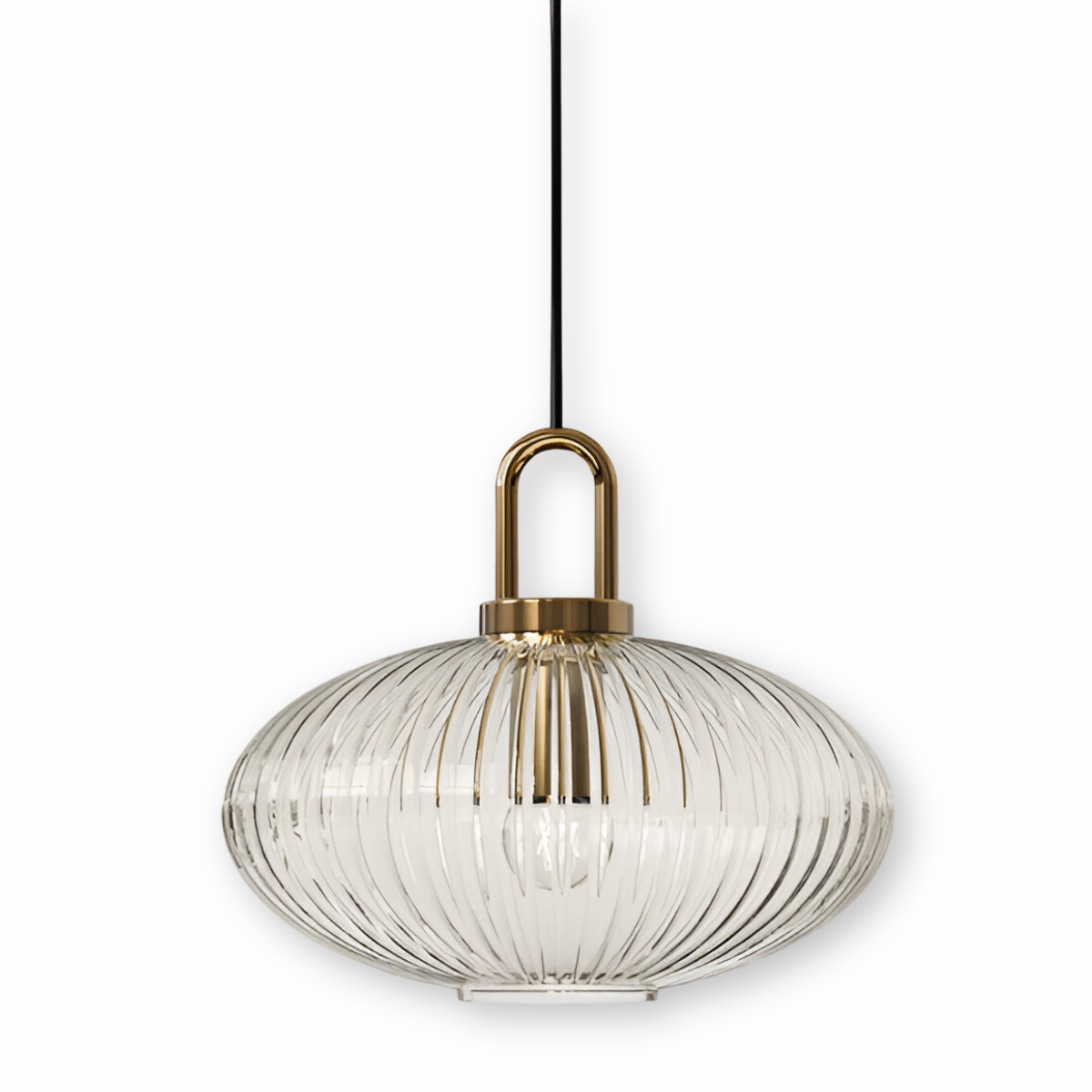 ClaChic Lampada | Lampada a sospensione in vetro in stile scandinavo, design rigato in bianco e oro