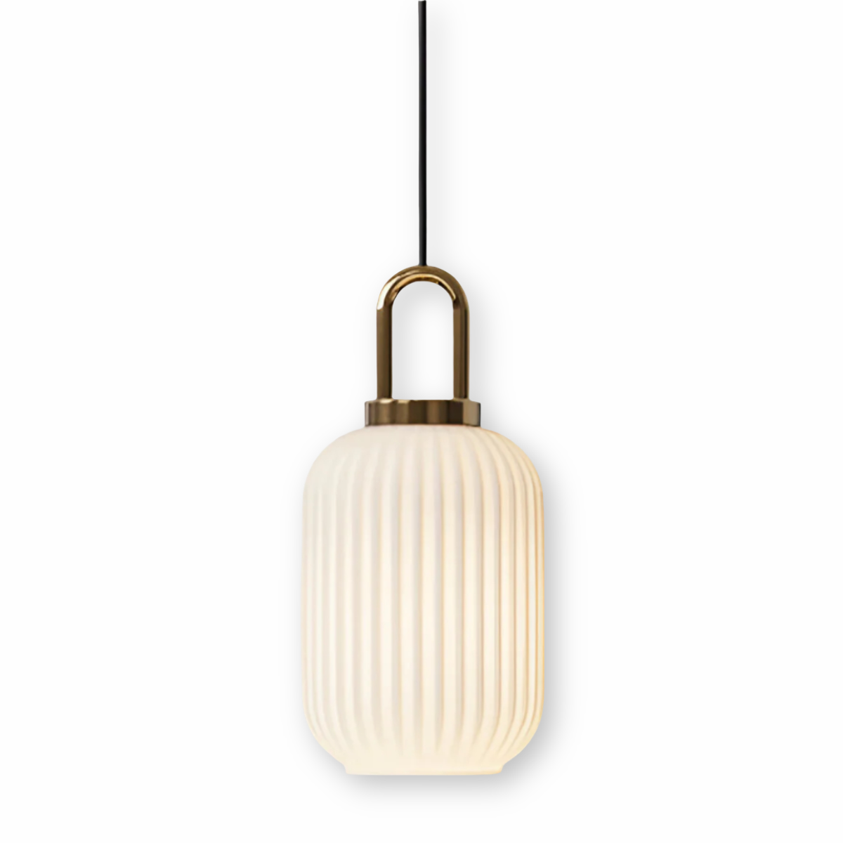 ClaChic Lampada | Lampada a sospensione in vetro in stile scandinavo, design rigato in bianco e oro