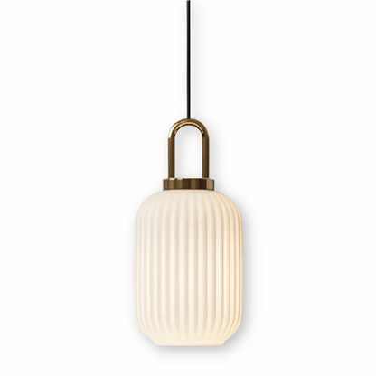 ClaChic Lampada | Lampada a sospensione in vetro in stile scandinavo, design rigato in bianco e oro