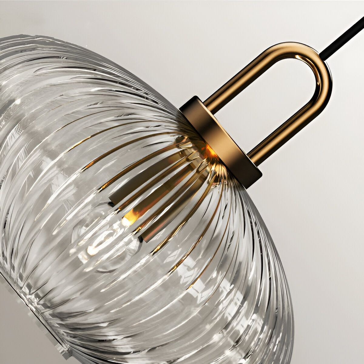 ClaChic Lampada | Lampada a sospensione in vetro in stile scandinavo, design rigato in bianco e oro