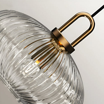 ClaChic Lampada | Lampada a sospensione in vetro in stile scandinavo, design rigato in bianco e oro