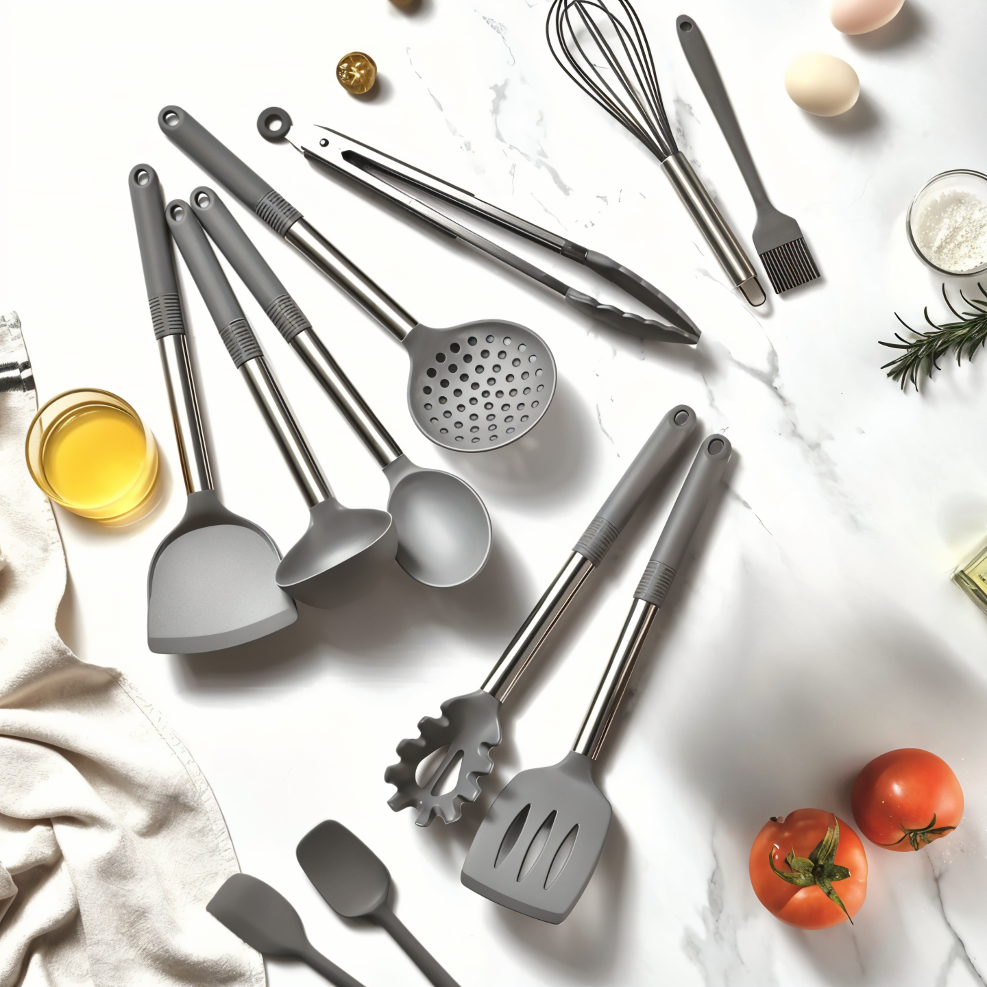 Küora Seti | 12-Piece Silicone Cooking Utensil Set Heat-Resistant & Dishwasher Safe
