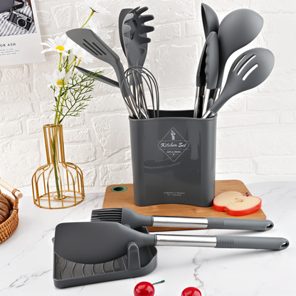 Küora Seti | 12-Piece Silicone Cooking Utensil Set Heat-Resistant & Dishwasher Safe