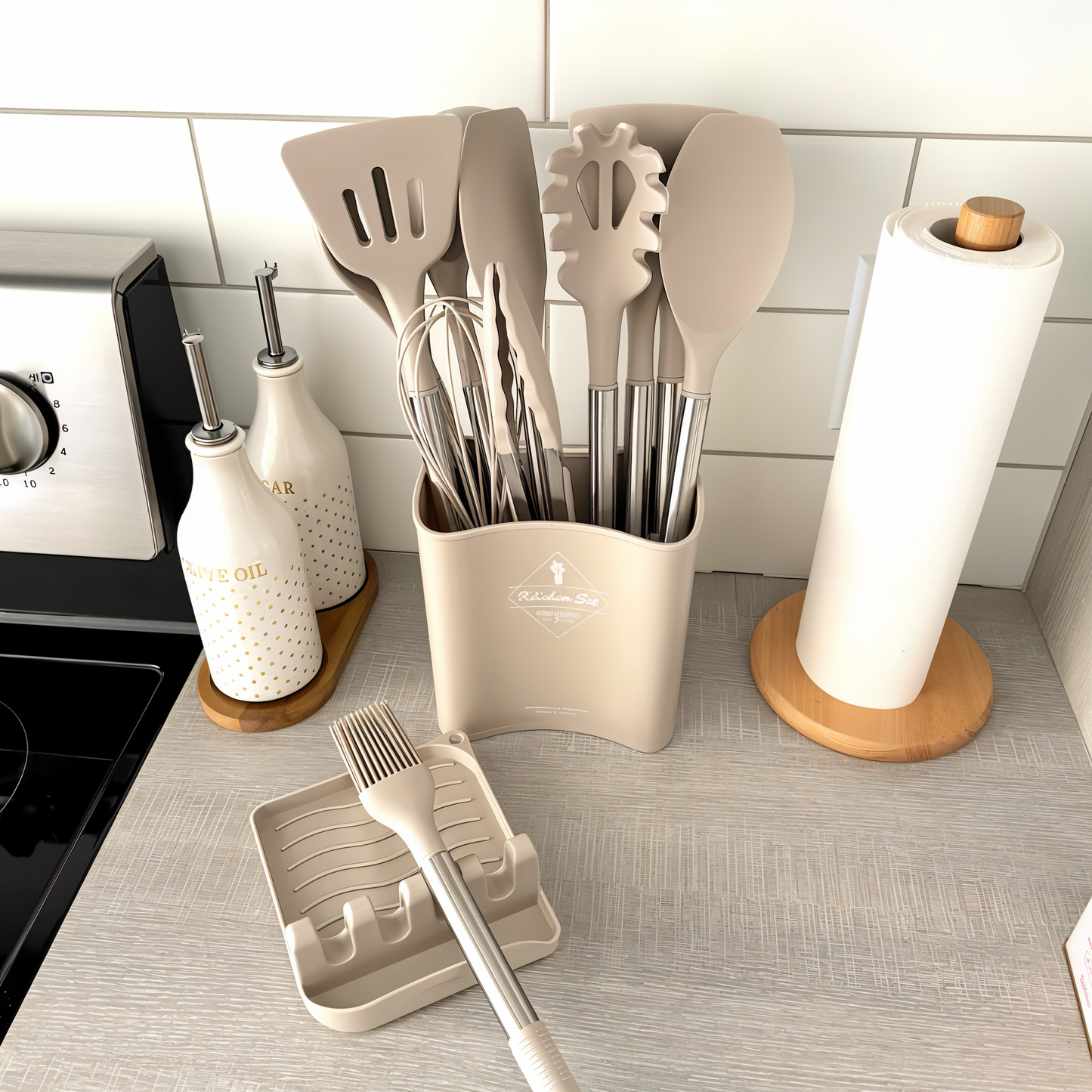 Küora Seti | 12-Piece Silicone Cooking Utensil Set Heat-Resistant & Dishwasher Safe