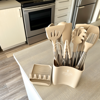 Küora Seti | 12-Piece Silicone Cooking Utensil Set Heat-Resistant & Dishwasher Safe
