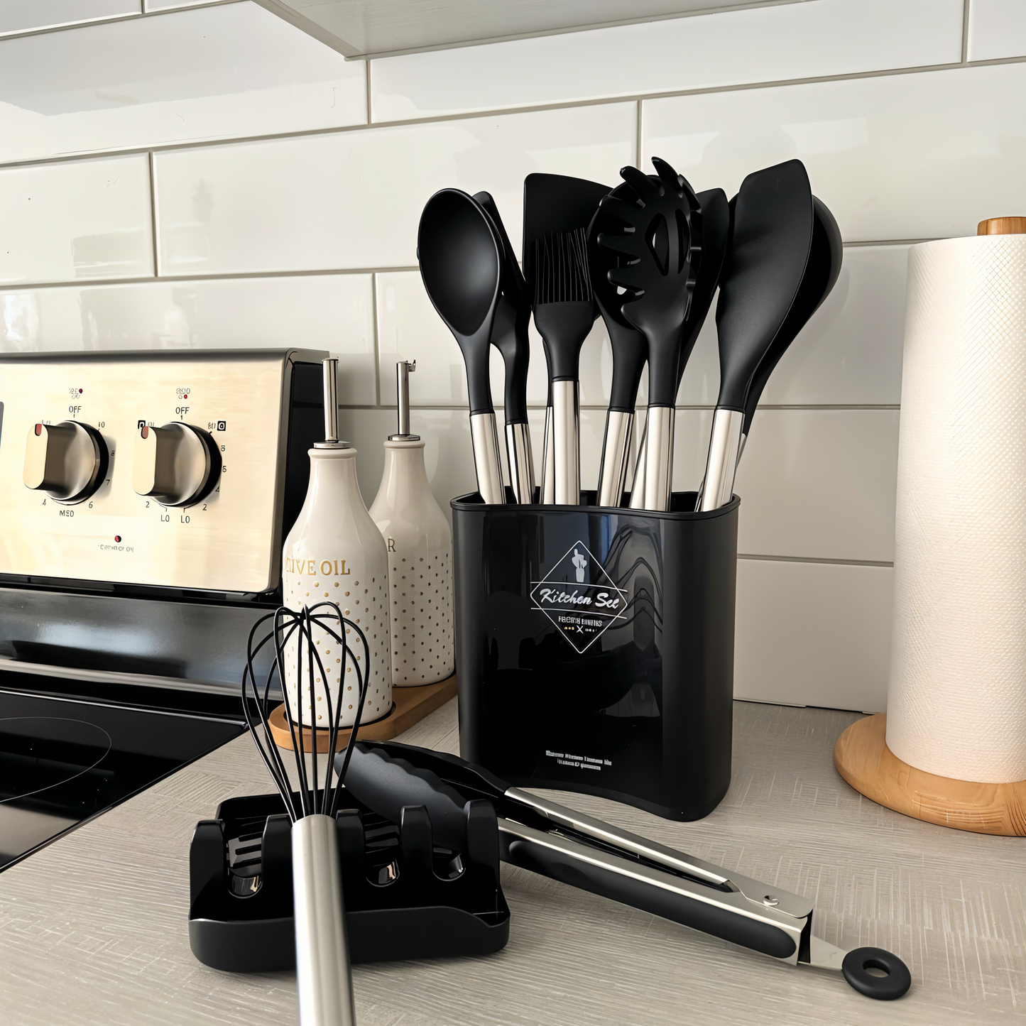Küora Seti | 12-Piece Silicone Cooking Utensil Set Heat-Resistant & Dishwasher Safe
