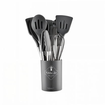 Küora Seti | 12-Piece Silicone Cooking Utensil Set Heat-Resistant & Dishwasher Safe