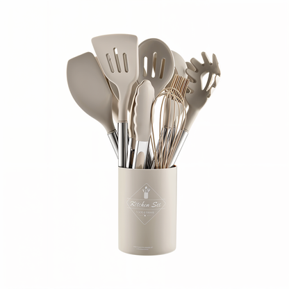 Küora Seti | 12-Piece Silicone Cooking Utensil Set Heat-Resistant & Dishwasher Safe