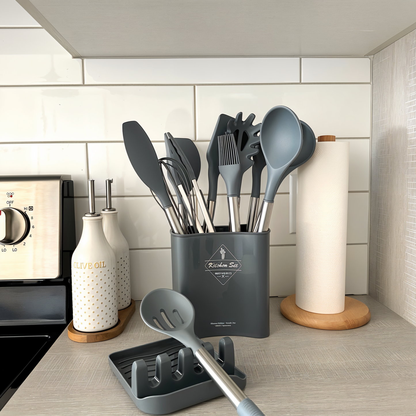 Küora Seti | 12-Piece Silicone Cooking Utensil Set Heat-Resistant & Dishwasher Safe