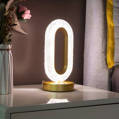 Lampada da tavolo Crystal | Design ovale LED | Ricaricabile e dimmerabile al tocco | Lampada di cristallo di lusso