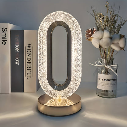 Lampada da tavolo Crystal | Design ovale LED | Ricaricabile e dimmerabile al tocco | Lampada di cristallo di lusso