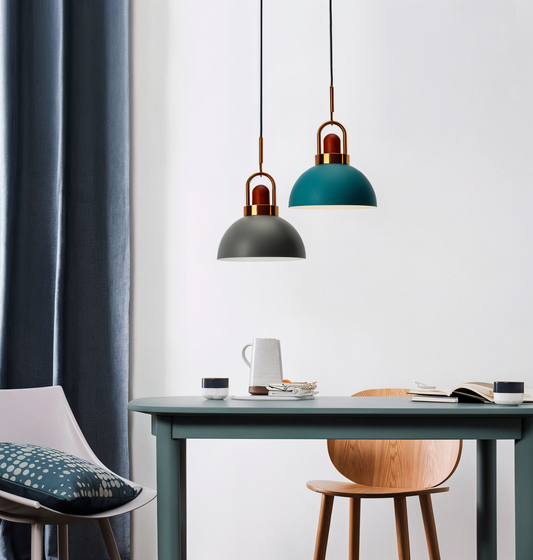 LumiMacaron Lampe | Skandinavischere Metall-Pendelleuchte mit LED, modernes Macaron-Design