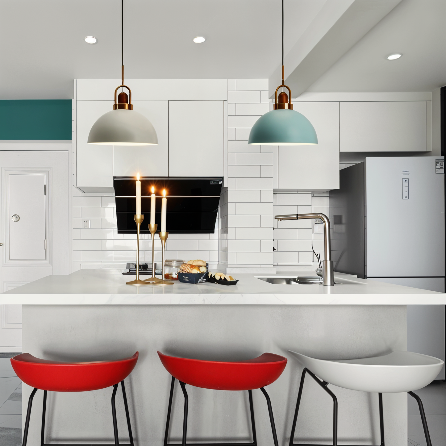 LumiMacaron Lampe | Skandinavischere Metall-Pendelleuchte mit LED, modernes Macaron-Design