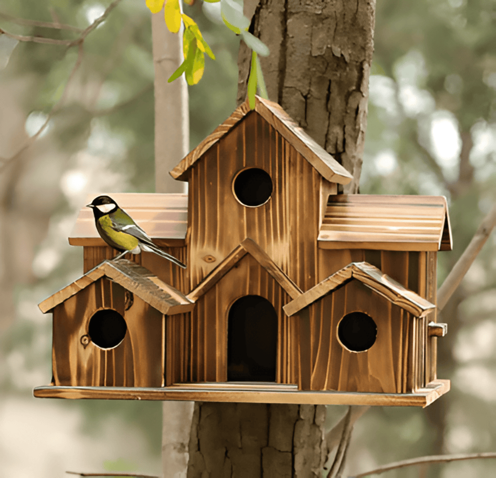 Hanging Wooden Birdhouse | Weatherproof | For Garden & Balcony