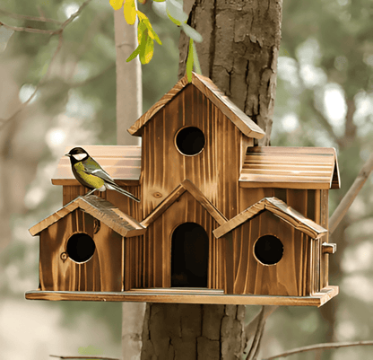 Hanging Wooden Birdhouse | Weatherproof | For Garden & Balcony