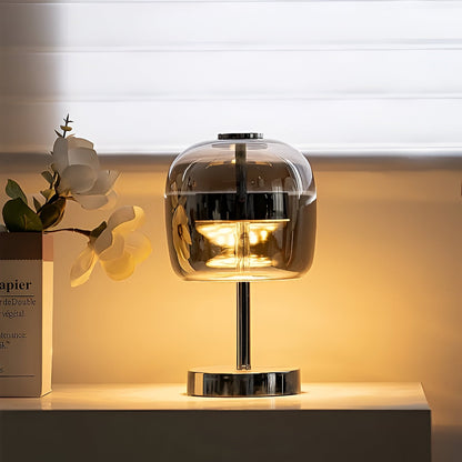 Gleam Lampada | Vetro grigio fumo & dimmerabile | Luce LED alimentata via USB con stile