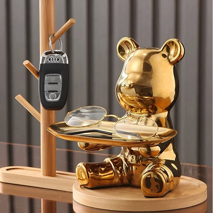 Happy Bear | Modern Ceramic Figurine Tray for Stylish Home Accents