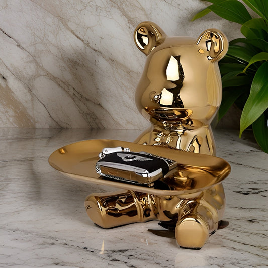 Happy Bear | Vassoio moderno in ceramica a forma di figura per accenti d’arredo raffinati