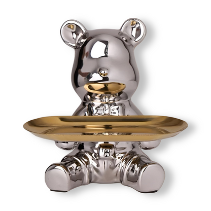 Happy Bear | Modern Ceramic Figurine Tray for Stylish Home Accents